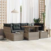 vidaXL Trädgårdsmöbelset med kudde 7 pcs Grå och Brun 100 x 55 x 73 cm
