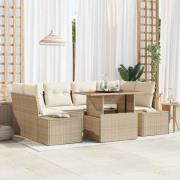 vidaXL Trädgårdsmöbelset med kudde 7 pcs Beige, Kräm 100 x 55 x 73 cm