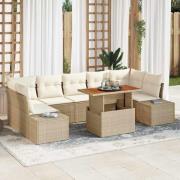 vidaXL Trädgårdsmöbelset med kudde 8 pcs Beige, Kräm 100 x 55 x 73 cm
