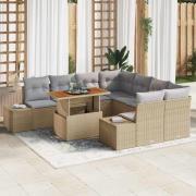 vidaXL Trädgårdsmöbelset 9 pcs Beige och Grå 100 x 55 x 73 cm
