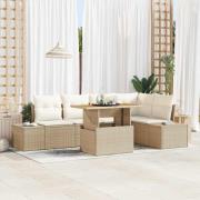 vidaXL Trädgårdsmöbelset med kudde 6 pcs Beige, Kräm 100 x 55 x 73 cm