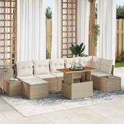 vidaXL Trädgårdsoffset med kudde 8 pcs Beige, Kräm