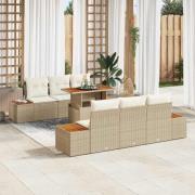 vidaXL Trädgårdsmöbelset med kudde 7 pcs Beige, Kräm 100 x 55 x 73 cm