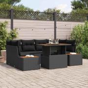 vidaXL Trädgårdsmöbelset 7 pcs Svart och Brunt 100 x 55 x 73 cm
