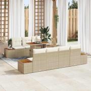 vidaXL Trädgårdsoffset med kudde 8 pcs Beige Poly rattan
