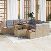 vidaXL Trädgårdsmöbelset 9 pcs Beige och Grå 100 x 55 x 73 cm