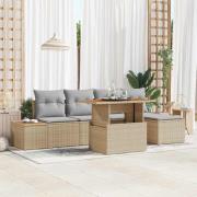 vidaXL Trädgårdsmöbelset med kudde 6 pcs Beige och Grå