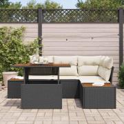 vidaXL Trädgårdsmöbelset 5 pcs Svart Gräddvit 100 x 55 x 73 cm