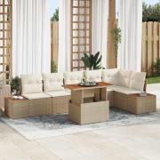vidaXL Trädgårdsmöbelset 7 pcs Beige och gräddfärgad 100 x 55 x 73 cm