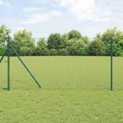 vidaXL Staket med stolpar Grön 1.2 x 10 m Stål