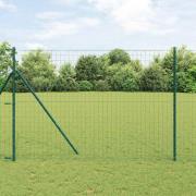 vidaXL Staket med stolpar Grön 1.5 x 10 m Stål