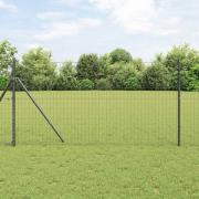 vidaXL Staket med stolpar Grå 1 x 10 m Stål