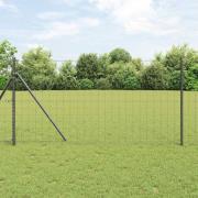 vidaXL Staket med stolpar Grå 1.2 x 10 m Stål