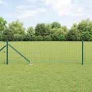 vidaXL Staket med stolpar Grön 0.6 x 10 m Stål