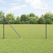 vidaXL Staket med stolpar Grå 1.4 x 10 m Stål