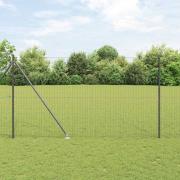 vidaXL Staket med stolpar Grå 1.6 x 10 m Stål