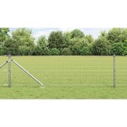 vidaXL Staket med stolpar Silver 0.4 x 50 m Stål