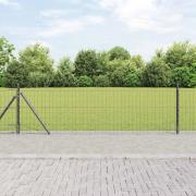 vidaXL Staket med stolpar Grå 0.6 x 10 m Stål