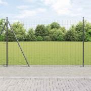 vidaXL Staket med stolpar Grå 1.5 x 10 m Stål