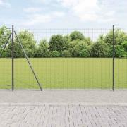 vidaXL Staket med stolpar Grå 1.6 x 10 m Stål