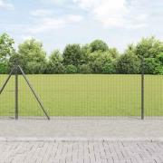 vidaXL Staket med stolpar Grå 0.8 x 25 m Stål