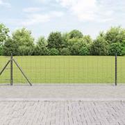 vidaXL Staket med stolpar Grå 0.6 x 50 m Stål