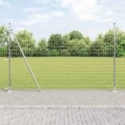 vidaXL Staket med stolpar Silver 1.5 x 10 m Stål