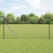 vidaXL Kedjestängsel med stolpar Grå 1.4 x 10 m Stål
