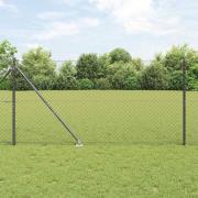 vidaXL Kedjestängsel med stolpar Grå 1.4 x 10 m Stål