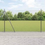 vidaXL Kedjestängsel med stolpar Grå 1.5 x 10 m Stål