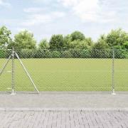 vidaXL Kedjestängsel med stolpar Silver 1 x 10 m Stål