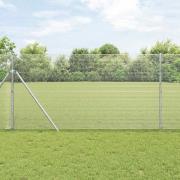 vidaXL Staket med stolpar Silver 1.2 x 50 m Stål