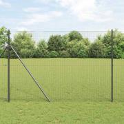 vidaXL Staket med stolpar Grå 1.6 x 25 m Stål