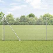 vidaXL Staket med stolpar Silver 1.6 x 25 m Stål