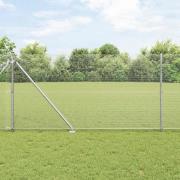 vidaXL Staket med stolpar Silver 1 x 50 m Stål
