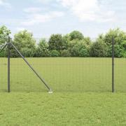 vidaXL Staket med stolpar Grå 1.4 x 50 m Stål