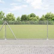 vidaXL Staket med stolpar Silver 0.8 x 50 m Stål