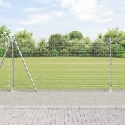 vidaXL Staket med stolpar Silver 1.2 x 50 m Stål