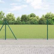 vidaXL Staket med stolpar Grön 0.8 x 10 m Stål