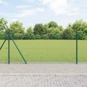 vidaXL Staket med stolpar Grön 1 x 10 m Stål
