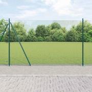vidaXL Staket med stolpar Grön 1.5 x 10 m Stål