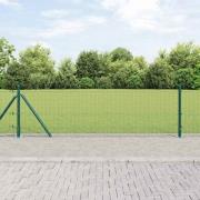 vidaXL Staket med stolpar Grön 0.6 x 25 m Stål
