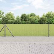 vidaXL Staket med stolpar Grå 0.6 x 25 m Stål