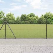 vidaXL Staket med stolpar Grå 1.4 x 25 m Stål