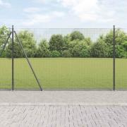 vidaXL Staket med stolpar Grå 1.6 x 25 m Stål