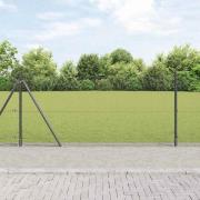 vidaXL Staket med stolpar Grå 1 x 50 m Stål