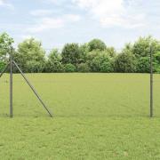 vidaXL Staket med stolpar Grå 1.2 x 25 m PVC-belagd stål
