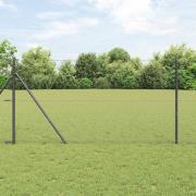 vidaXL Staket med stolpar Grå 1.4 x 25 m PVC-belagd stål