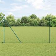 vidaXL Staket med stolpar Grön 1.5 x 10 m PVC-belagd stål