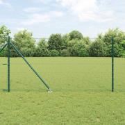 vidaXL Staket med stolpar Grön 1 x 100 m PVC-belagd stål